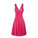 knqrhpse For Women Plus Size Summer Dresses Pleated Plus Skirt Sling Slim Retro Women s Dresse Size Flare V-neck Women s Dress Womens Dresses Pink Dress XXL