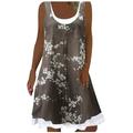 knqrhpse Sundresses for Women Casual Dresses For Women Casual Dress Long Beach Casual Dress Maxi Loose Floral Women s Printing Sleeveless Women s Dress Womens Dresses Brown Dress Xl