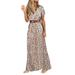 knqrhpse Casual Dresses Boho Dress Maxi Dress Casual Dress Women Daily Slim Dress Long Dress Sleeveless Cold Shoulder Solid&Print Split Hem Drawstring Casual Dress Womens Dresses Red Dress L