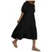 knqrhpse Beach Dresses for Women Casual Dresses Summer Dress Midi Dresses for Women Women s Dresses Short Sleeve Dating Beach Casual Loose Dress Womens Dresses Black Dress 5Xl