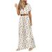 knqrhpse Casual Dresses Boho Dress Maxi Dress Casual Dress Women Daily Slim Dress Long Dress Sleeveless Cold Shoulder Solid&Print Split Hem Drawstring Casual Dress Womens Dresses White Dress M