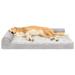 FurHaven Pet Products Embossed Faux Fur & Suede Orthopedic Deluxe L-Chaise Pet Bed for Dogs & Cats - Gray Jumbo Plus