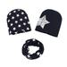 Lovskoo Baby Boys Girls Winter Scarf Set 3PC Toddler Winter Stars Prints Hat Cap Kids Scarf Collars Sets Black