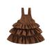 Sunisery Baby Girl Overall Dress Princess Solid Color Layered Ruffle Suspender Dresses