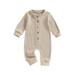 Eyicmarn Toddler Baby Henry Rompers Solid Color Long Sleeve Jumpsuit Pants for Newborn Infant Cute Fall Clothes