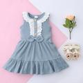 SBYOJLPB Girls Clothing Toddler Kids Baby Girls Lace Ribbed Sleeveless Bowtie Princess One-piece Dress Reduced Price Light Blue 3 Years