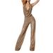 Womens Glitter Sequin Jumpsuits Sparkle Halter Neck Club Rompers Shiny Long Pants Sleeveless Backless Overalls
