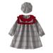 Rovga Girls Outfit Set Kids Long Sleeve Patchwork Plaid Princess Dress With Hat Outfit Set 2Pcs For 6-7 Years