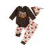 Qtinghua Thanksgiving Outfit Newborn Baby Boys Girls Long Sleeve Romper + Turkey Pants + Hat Set Infant Clothes
