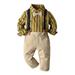 ZRBYWB Toddler Boy Clothes Long Sleeve Stripe Tops Pants 3 Piece Child Kids Gentleman Bowtie Set Outfits Overalls Kids Outfits