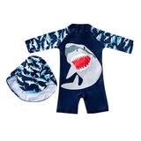 Toddler Two Piece Swimsuit Girls Kids Swimsuits Two Piece Toddler Kids Boys Cartoon Shark +Shorts+Hat Swimwear Swimsuit Rash Guards Sets Mesh Swimsuit Swimming Suit