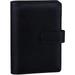 A6 PU Leather Notebook Binder 6 Ring Budget Binder Refillable A6 Binder with Magnetic Buckle Closure Loose Leaf Personal Planner for A6 Filler Paper A6 Binder Pockets - Black