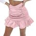 HSMQHJWE Black Mini Tennis Skirt Under Skirts Shorts For Women Women S Short Skirt Solid Pleated Ruffle Zipper Skirt High Waist Wrap Fishtail Skirt Denim Fishtail Skirts For Women