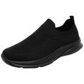 ZIZOCWA Summer Mesh Breathable Slip On Casual Shoes for Men Solid Color Soft Sole Tennis Shoes Lightweight Non-Slip Walking Sports Shoes Black Size45