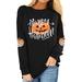 VILOVE Happy Halloween T-Shirt Pumpkin Face Shirt Womens Long Sleeve Fall Pumpkin Shirt Raglan Baseball Top