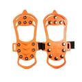 1 Pair of 11 Teeth Non Snow Shoe Spikes Ice Grips Cleats Protective Shoes Cover Crampons for Outdoor Climbing Size M Orange