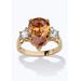 Women's 6.41 Tcw Pear-Cut Champagne Cubic Zirconia Ring In Gold-Plated by PalmBeach Jewelry in Gold (Size 7)