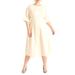 Plus Size Women's Seam Detail Ponte Work Dress by ELOQUII in White Smoke (Size 16)