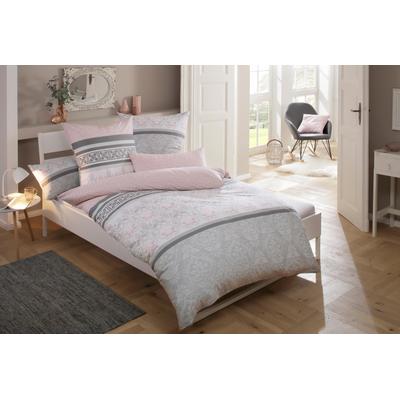 Bettwäsche HOME AFFAIRE "Cremona", grau (grau, rosé), B/L: 155cm x 220cm, , Linon, B/L: 80cm x 40cm, Linon, Obermaterial: 100% Baumwolle, Bettwäsche, romantische Bettwäsche in verschiedenen Qualitäten, ab Gr. 135x200 cm Image
