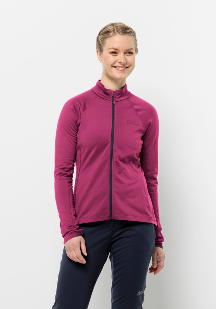 Fahrradjacke JACK WOLFSKIN "MOROBBIA FZ W", Damen, Gr. XS (34), pink (new, magenta), OBERSTOFF 91% POLYESTER, 9% ELASTHAN LINING 100% POLYESTER, Jacken Image