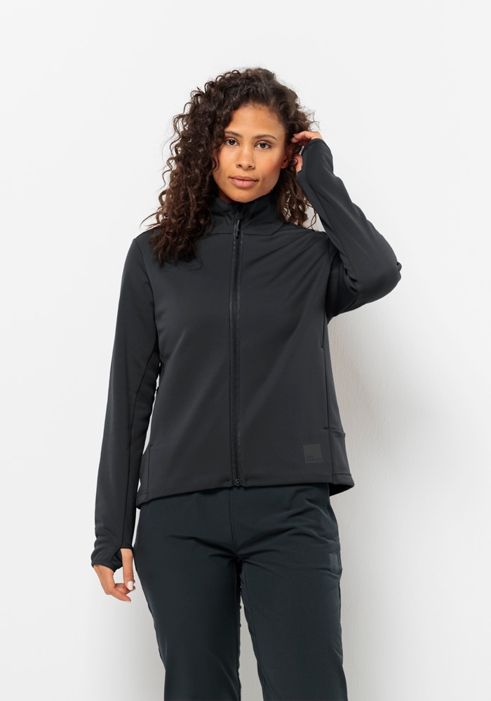 Fahrradjacke JACK WOLFSKIN "BIKE COMMUTE JKT W", Damen, Gr. L (42/44), grau (phantom), 1. OBERSTOFF 100% POLYESTER 2. OBERSTOFF 100% POLYESTER FUTTER 100% POLYESTER, Jacken Image