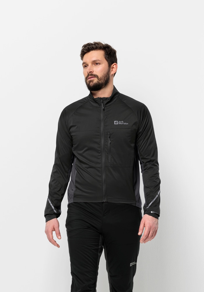Fahrradjacke JACK WOLFSKIN "MOROBBIA ALPHA INS JKT M", Herren, Gr. S (48), schwarz, 1. OBERSTOFF 100% POLYAMID 2. OBERSTOFF 88% POLYAMID, 12% ELASTHAN 1.FUTTER 100% POLYESTER 2.LINING 100% POLYESTER, Jacken Image