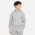 Kapuzensweatjacke NIKE SPORTSWEAR "CLUB FLEECE BIG KIDS' FULL-ZIP HOODIE" Gr. S (128/134), grau (dk grey heather, base grey, white) Kinder Sweatjacken