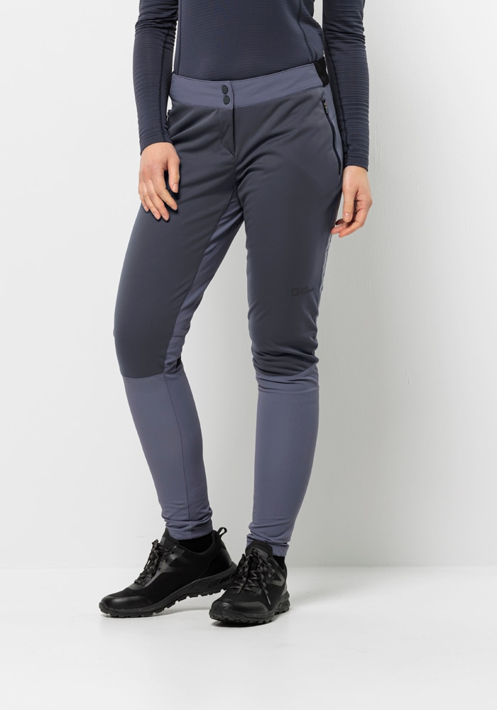 Fahrradhose JACK WOLFSKIN "MOROBBIA PANTS W", Damen, Gr. 34, Normalgrößen, grau (graphite), 1. OBERSTOFF 100% POLYESTER 2. OBERSTOFF 91% POLYAMID, 9% ELASTHAN, Hosen Image