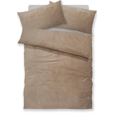Bettwäsche MY HOME "Desner3", beige, B/L: 135cm x 200cm, , Microfaser, B/L: 40cm x 80cm, Microfaser, Obermaterial: 100% Polyester, Bettwäsche, Bettwäsche mit Reißverschluss, Cashmere-Touch, kuschelig & weich Image
