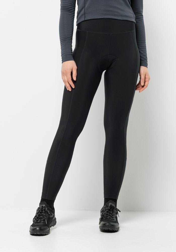 Fahrradhose JACK WOLFSKIN "MOROBBIA TIGHTS W", Damen, Gr. L (42/44), Normalgrößen, schwarz, OBERSTOFF 84% POLYAMID, 16% ELASTHAN, Hosen Image