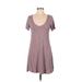 American Eagle Outfitters Casual Dress - Mini Scoop Neck Short sleeves: Pink Stripes Dresses - Women's Size Medium