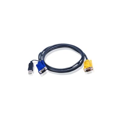 ATEN 2L-5203UP KVM-Kabel VGA USB (mit eingebautem PS/2-USB-Konverter), schwarz, 3 m