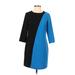 Ann Taylor Casual Dress - Shift Crew Neck 3/4 sleeves: Blue Color Block Dresses - Women's Size 2