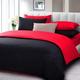 LUXURIOUS BEDDING New Egyptian Cotton 800 Thread Count 3 PC Reversible Duvet Cover Set (1 PC Duvet Cover with 2 PC Pillow Cases) UK Single Size Black and Red Solid Color
