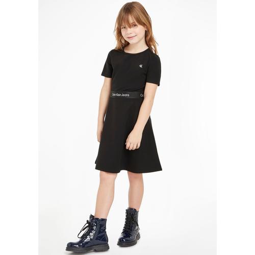 „Skaterkleid CALVIN KLEIN JEANS „“PUNTO TAPE SS DRESS““ Gr. 16 (176), N-Gr, schwarz (ck black) Mädchen Kleider Skaterkleider“