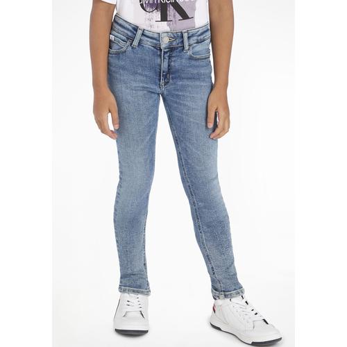 „Stretch-Jeans CALVIN KLEIN JEANS „“MR SKINNY LIGHT BLUE SNAKE““ Gr. 16 (176), N-Gr, blau (light blue snake) Mädchen Jeans“