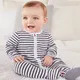 Organic Cotton Navy Stripe Zip Sleepsuit (0–24mths), Navy/White, Newborn