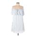 Dizzy Lizzy Casual Dress - Mini Off The Shoulder Short sleeves: White Print Dresses - Women's Size Large