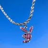 2022 neue Fashion Net Rot Zirkon Kaninchen Damen Halskette Hip Hop Rock Anhänger Halskette Weiß Kaninchen Schlüsselbein Kette Schmuck Mädchen