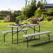 Arlmont & Co. Nadabus HDPE Rectangular Folding Picnic Outdoor Table Set Plastic in Gray/White/Brown | 54 W x 27.5 D in | Wayfair