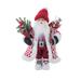 The Holiday Aisle® Red/White Fabric Standing Smiling Santa w/ Medallion Jacket | 19 H x 12 W x 6 D in | Wayfair 2C2EF407A3174351B81889B76F25AF07