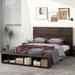 Millwood Pines Alania King Size Wood Platform Bed w/ Storage Bench In Walnut Wood in Brown | 51.9 H x 80.1 W x 95.7 D in | Wayfair