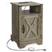 Gracie Oaks Versavia Manufactured Wood Nightstand w/ Storage Cabinet & Electrical Outlets Wood/Metal in Brown/White | 25 H x 16 W x 16 D in | Wayfair