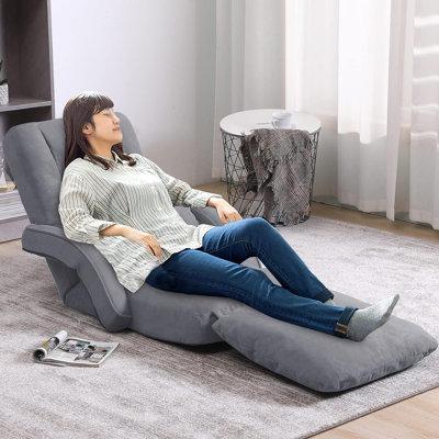 Trule Foldable Lazy Sofa Bed 14-Position Adjustable Comfy Floor Chair Chaise Lounge w/ Armrests & Pillow w/ Gaming Recliner For Adults w/ Foot Rest | Wayfair