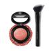 LAURA GELLER NEW YORK Blush-n-Brighten Marbleized 2-in-1 Blush Coral Cove - Angled Blush Brush - Ultra Soft - Never Sheds (2PC)