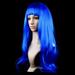 Fashion Full Wig High Temperature Line Thick Hair Women s Clothing Dazzle Long Hair Women s Wig Long Straight Wig Straight Bangs ROYAL BLUE