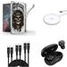 Accessories Bundle for Samsung Galaxy S23 Ultra - Ultra Lightweight Slim Shockproof Case (War Chief Skull) Earbuds 15W Magnetic Wireless Charger USB-C to USB-C Cables (3ft 6ft 10ft)