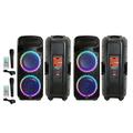 2 Dual 15 Portable Rechargeable 4000W Max Powered Active PA DJ Party Speaker with Built-In Bluetooth & LED Light