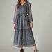 Lucky Brand Long Sleeve Peasant Tiered Maxi Dress - Women's Clothing Dresses Maxi Dress in Indigo Multi, Size S