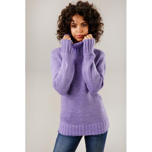 Rollkragenpullover ANISTON CASUAL Gr. 38, lila (lavendel, meliert) Damen Pullover